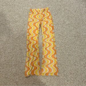Cotton On womens xs pants flaired orange yellow white frill edge GREAT CONDITION